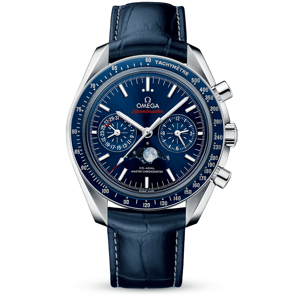 Speedmaster 44.25mm Blue Dial & Strap Moonphase Chronograph Watch