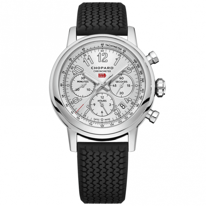 Mille Miglia Silver Dial 42mm Chronograph Strap Watch