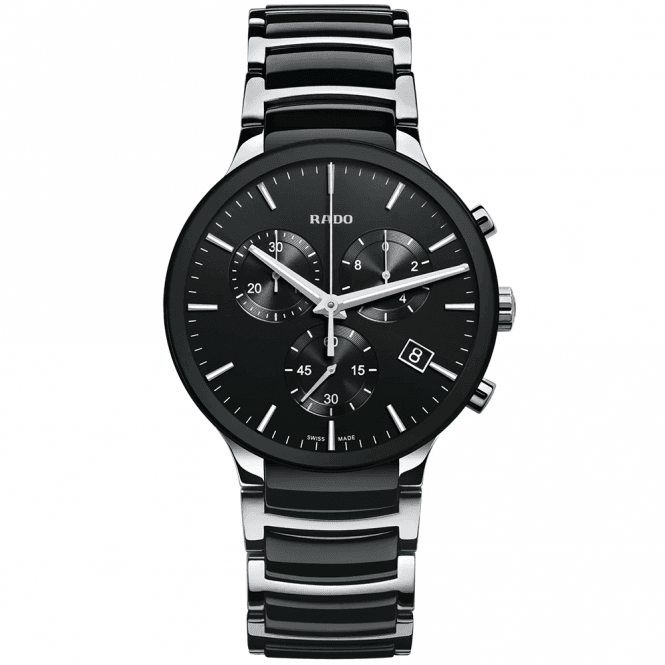 Centrix Chronograph Steel & Black Ceramic Quartz Men's Bracelet Watch