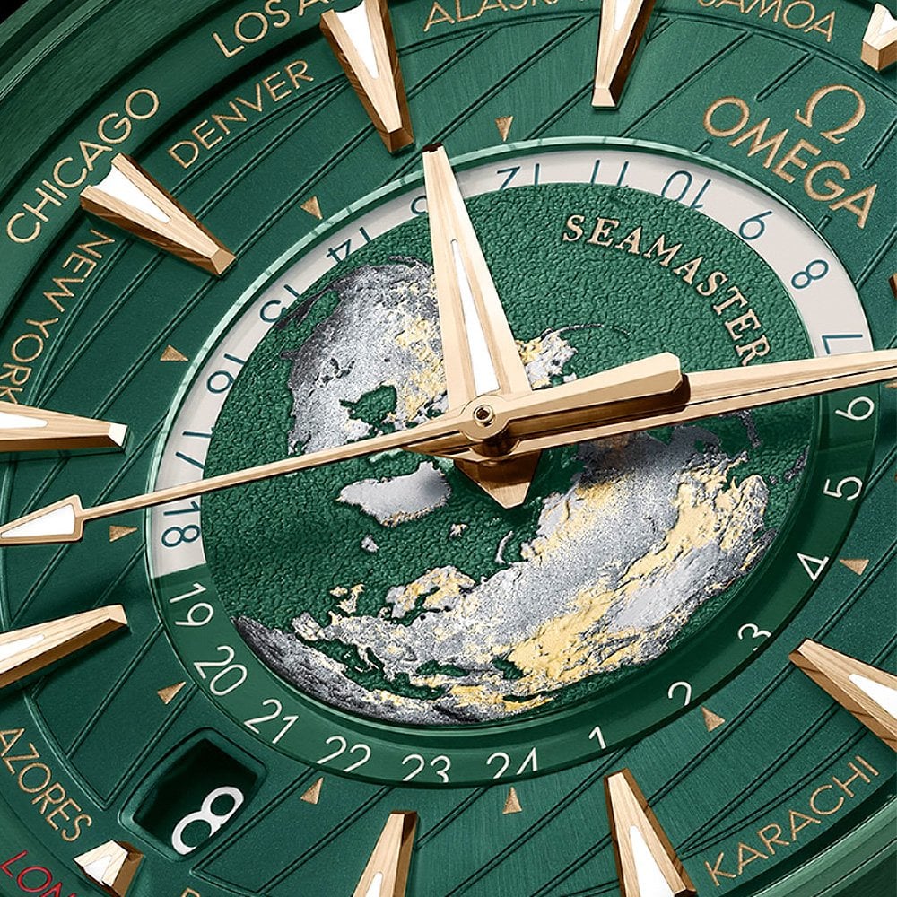 Seamaster Aqua Terra GMT Worldtimer 43mm Green Dial Men's Watch