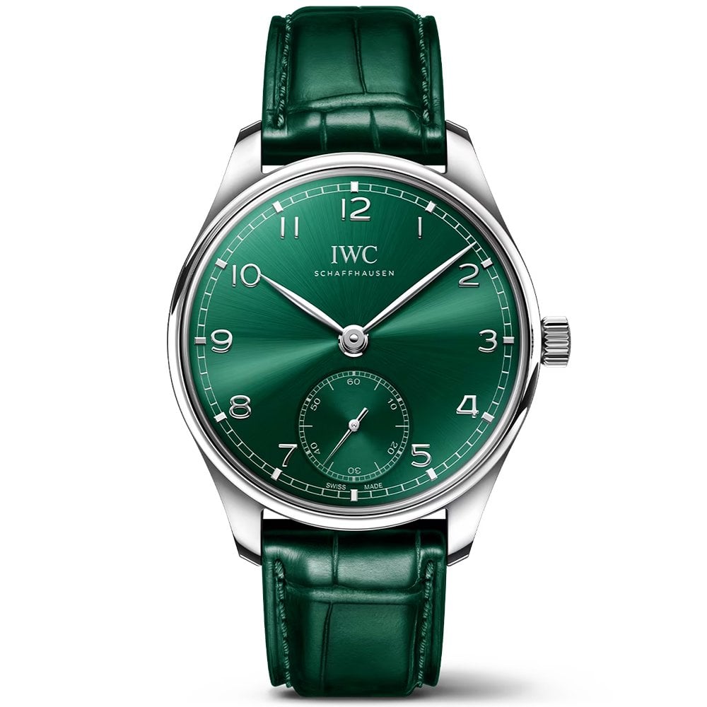 Portugieser 40mm Green Dial Men's Automatic Leather Strap Watch