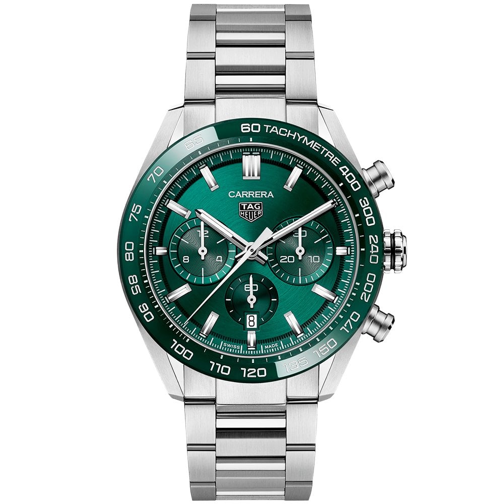 Carrera 44mm Green Dial & Ceramic Bezel Automatic Chronograph Watch