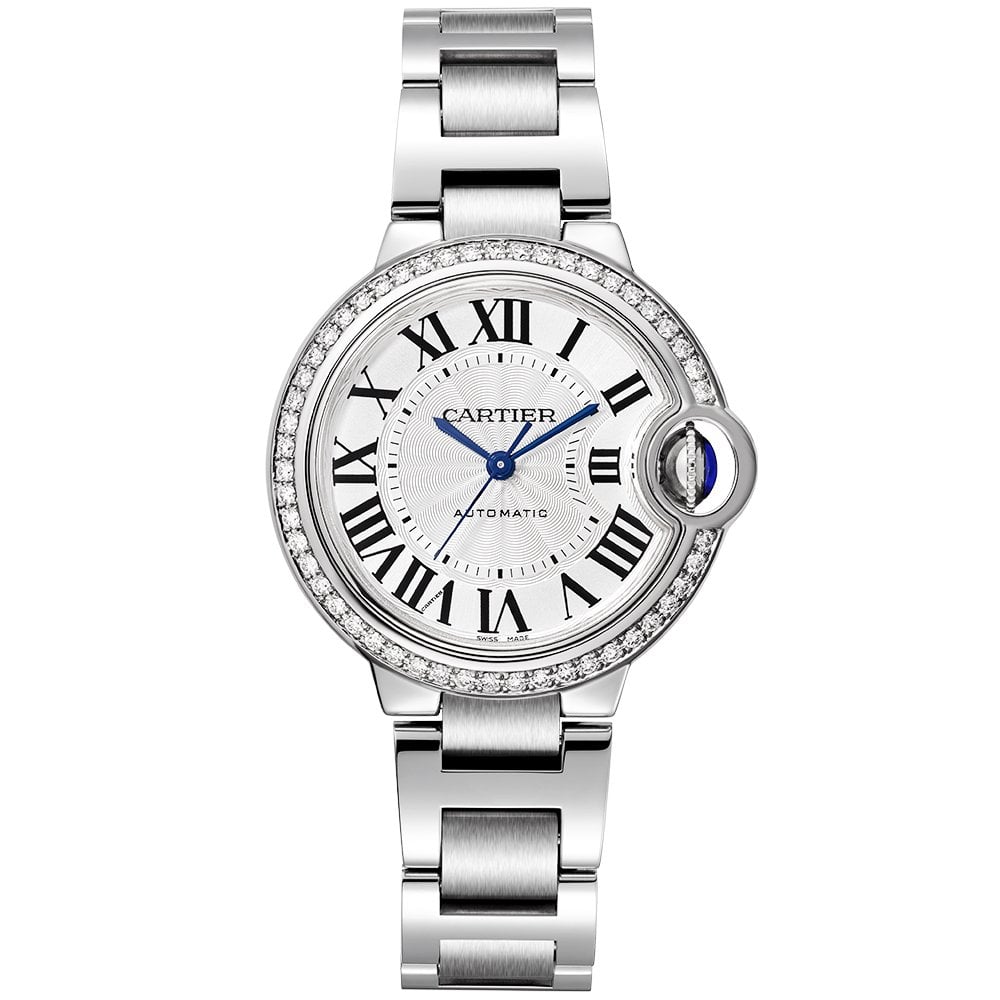 Ballon Bleu de Cartier 33mm Silver Dial Diamond Set Bezel Watch