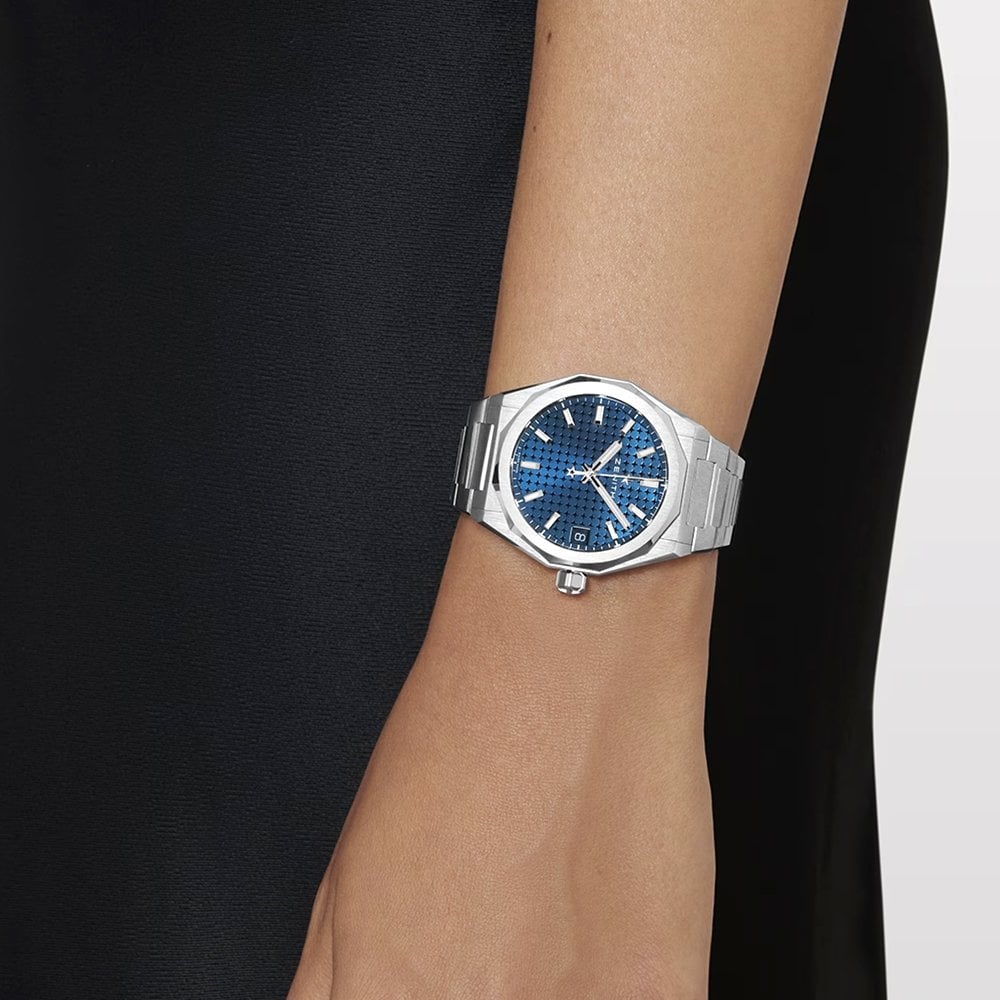 DEFY Skyline 36mm Blue Sunburst Dial Ladies Automatic Bracelet Watch