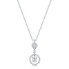 18ct White Gold Round Brilliant Cut Diamond Halo Drop Pendant