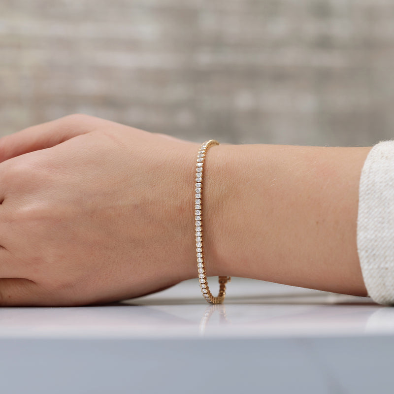 Berry's 18ct Rose Gold Round Brilliant Cut Diamond Rub Over Tennis Bracelet - Berry's Jewellers