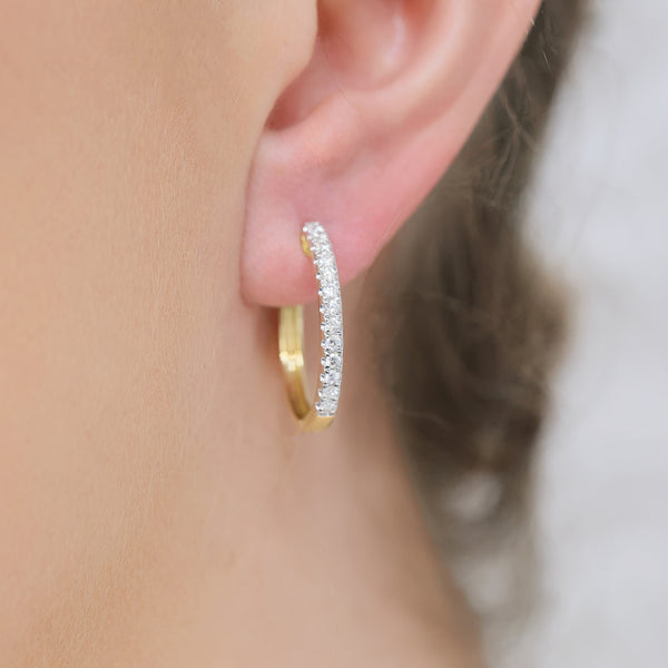 Berry's 18ct Yellow Gold Oval Diamond Half Hoop Earrings - Berry's Jewellers