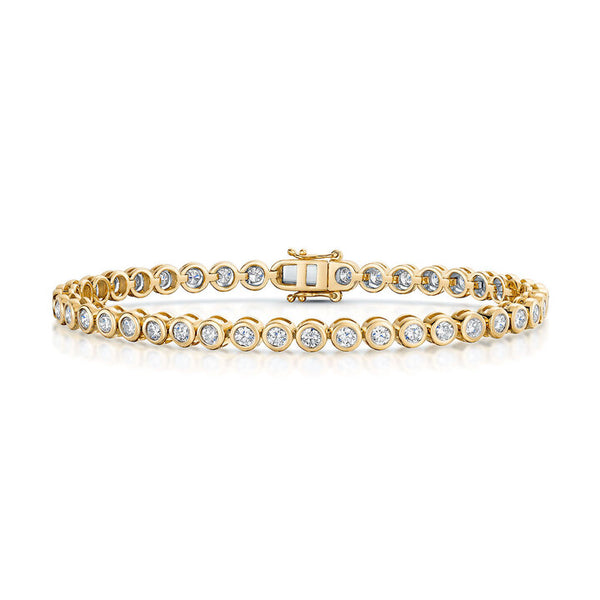 Berry's 18ct Yellow Gold Round Brilliant Cut Diamond Rub Over Tennis Bracelet - Berry's Jewellers