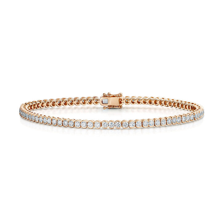 Berry's 18ct Rose Gold Round Brilliant Cut Diamond Rub Over Tennis Bracelet - Berry's Jewellers