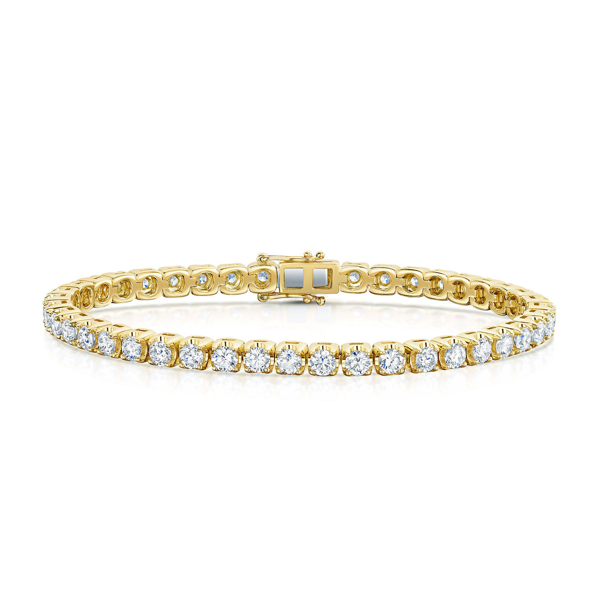 18ct Yellow Gold Round Brilliant Cut Diamond Tennis Bracelet