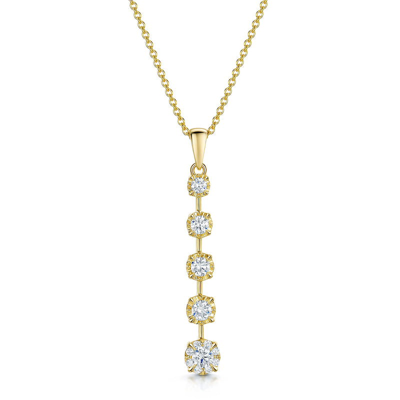 Berry's 18ct Yellow Gold Round Brilliant Cut Diamond Graduated Drop Pendant - Berry's Jewellers