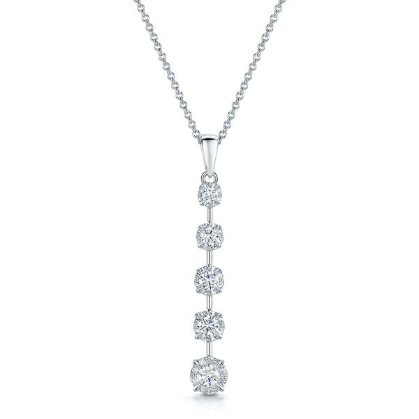 Berry's 18ct White Gold Round Brilliant Cut Diamond Graduated Drop Pendant - Berry's Jewellers