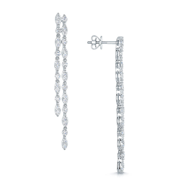 Berry's 18ct White Gold Diamond Double Drop Earrings - Berry's Jewellers
