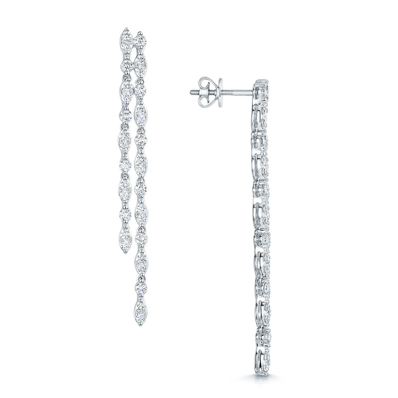 Berry's 18ct White Gold Diamond Double Drop Earrings - Berry's Jewellers