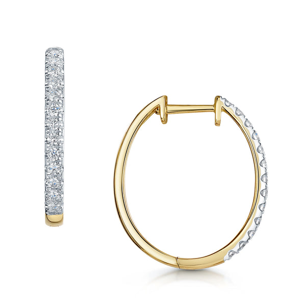 Berry's 18ct Yellow Gold Oval Diamond Half Hoop Earrings - Berry's Jewellers