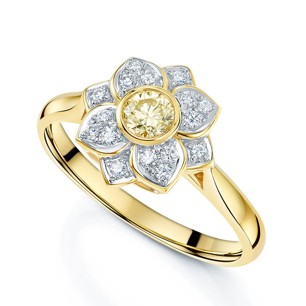Berry's 18ct Yellow Gold Yellow Diamond Flower Cluster Ring - Berry's Jewellers