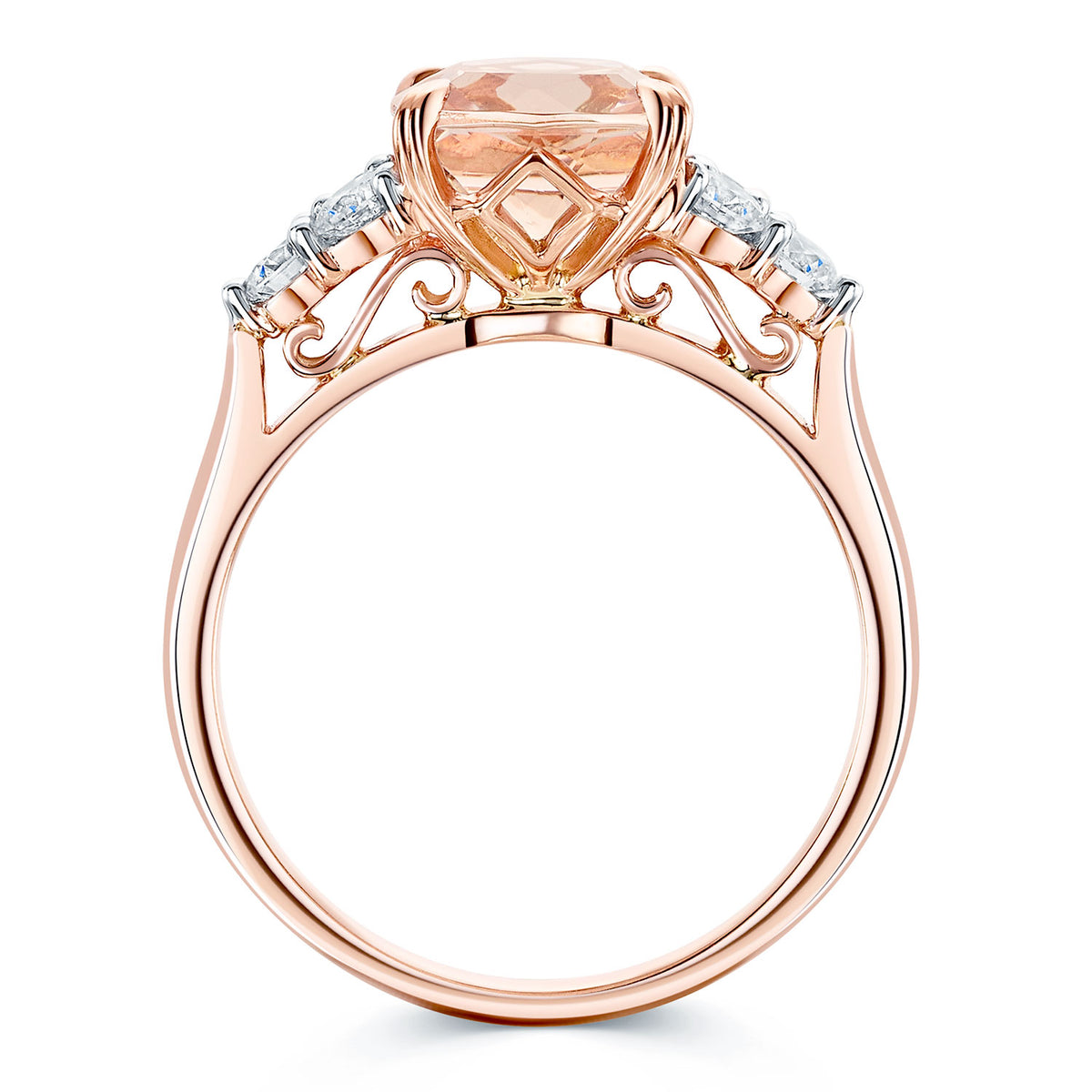 Berry's 18ct Rose Gold Cushion Cut Morganite & Diamond Ring - Berry's Jewellers