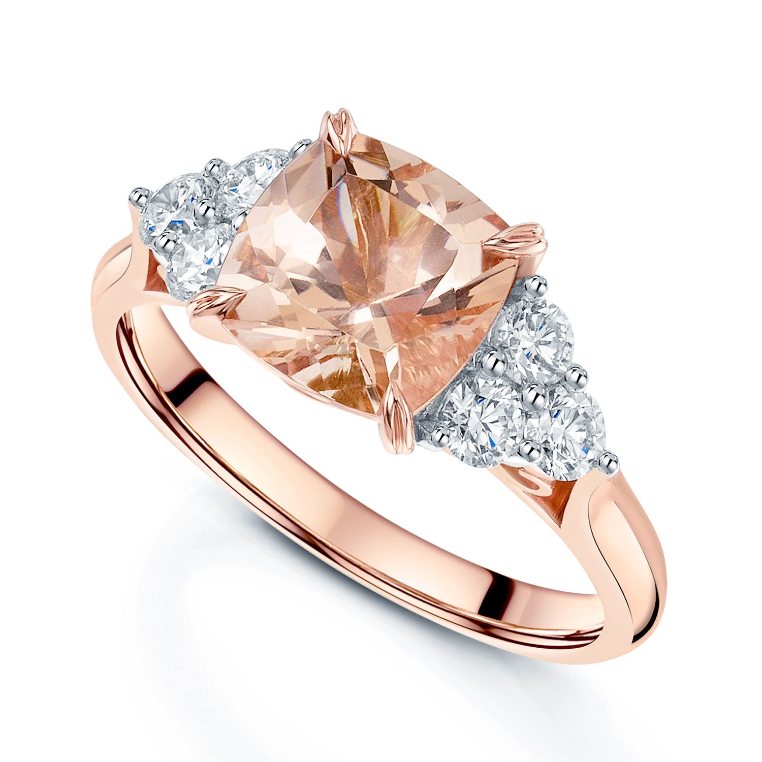 Berry's 18ct Rose Gold Cushion Cut Morganite & Diamond Ring - Berry's Jewellers