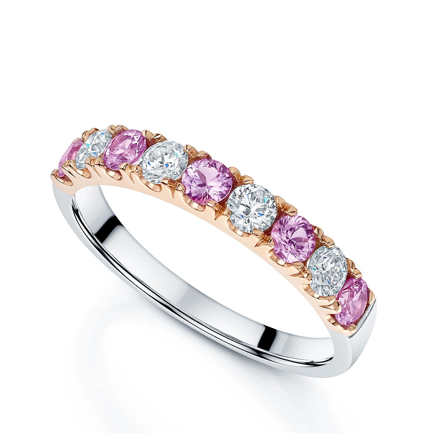 Berry's 18ct Rose & White Gold Pink Sapphire And Diamond Eternity Ring - Berry's Jewellers