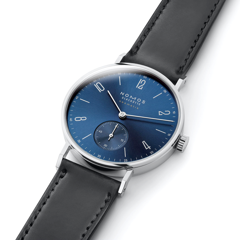 NOMOS Glashütte Tangente Neomatik 35mm Blue Dial Automatic Strap Watch - Berry's Jewellers