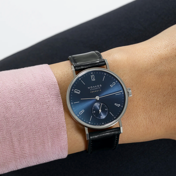 NOMOS Glashütte Tangente Neomatik 35mm Blue Dial Automatic Strap Watch - Berry's Jewellers
