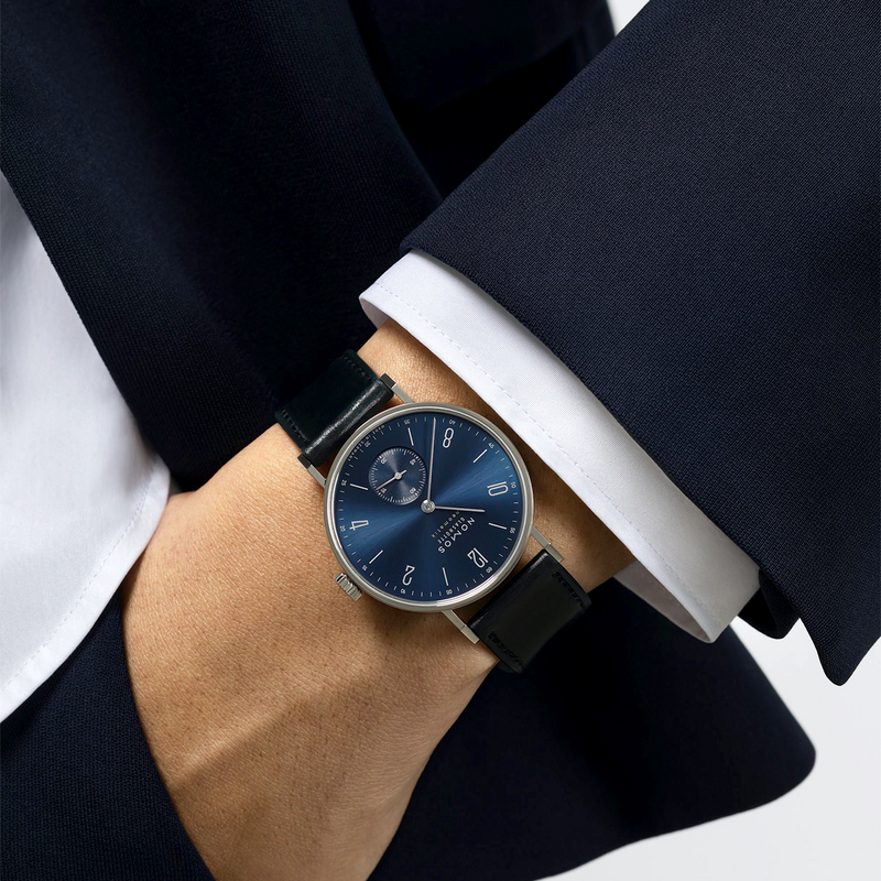 NOMOS Glashütte Tangente Neomatik 35mm Blue Dial Automatic Strap Watch - Berry's Jewellers