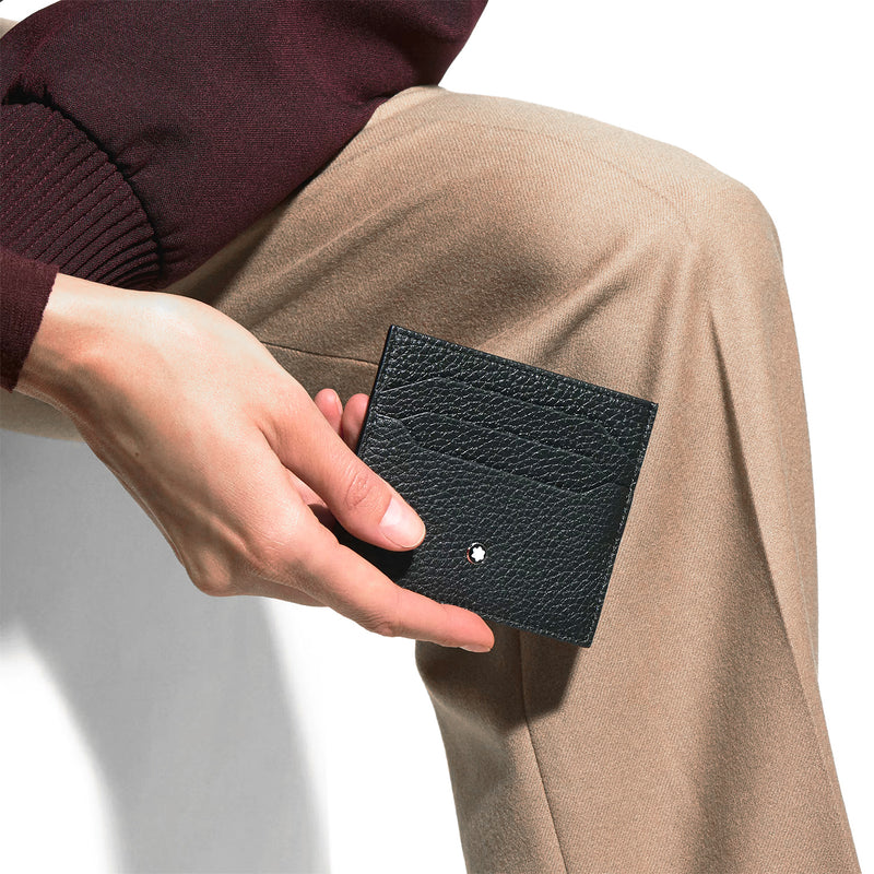 Montblanc Meisterstuck Card Holder 6cc in Grain Black Leather - Berry's Jewellers
