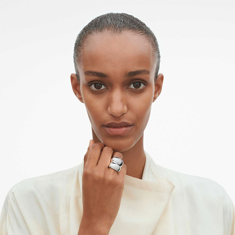 Curve Sterling Silver Double Ring