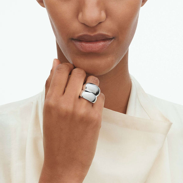 Curve Sterling Silver Double Ring