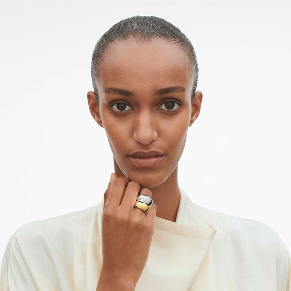 Georg Jensen Curve Sterling Silver & 18ct Yellow Gold Ring - Berry's Jewellers