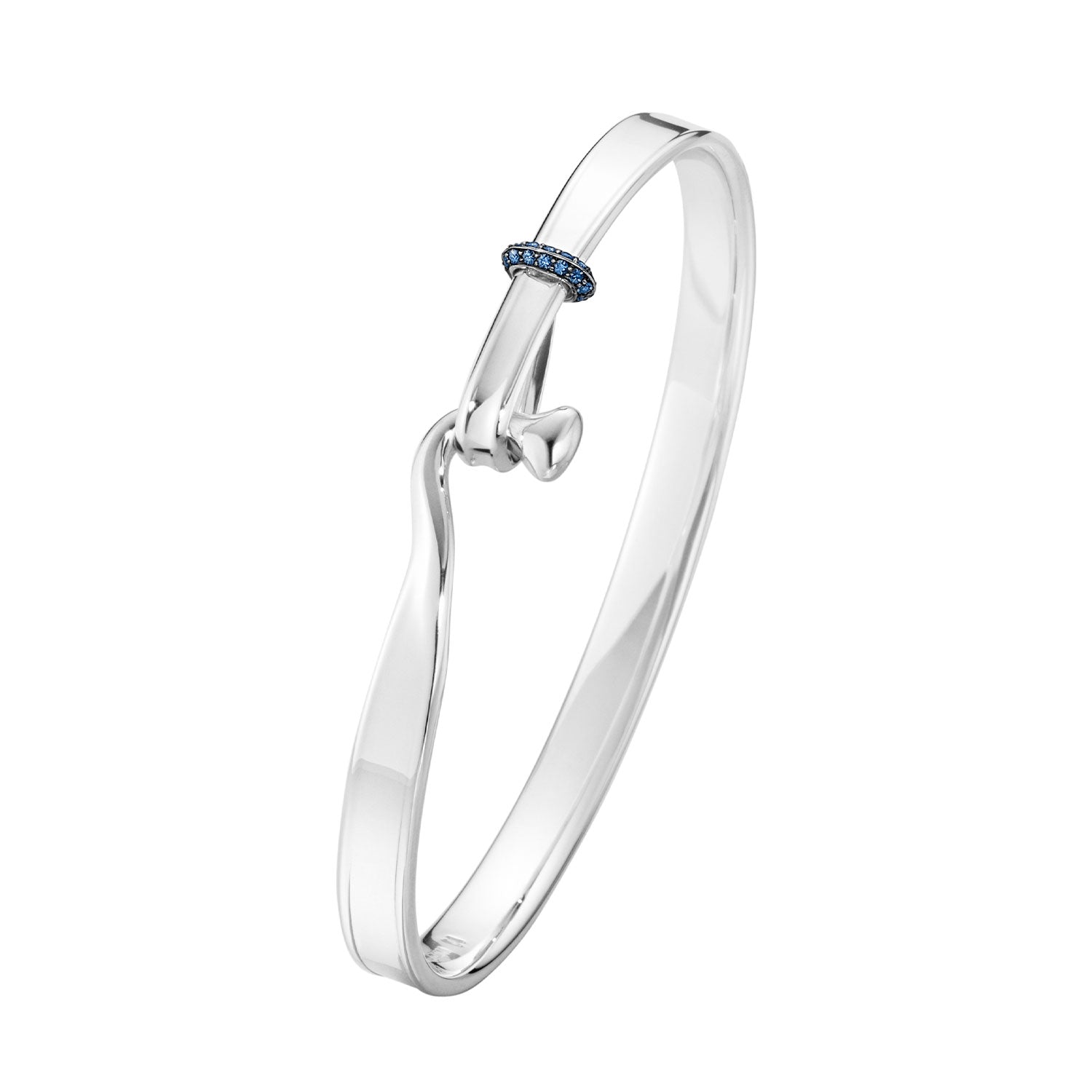 Georg Jensen Torun Silver Blue Sapphire Set Bangle - Berry's Jewellers
