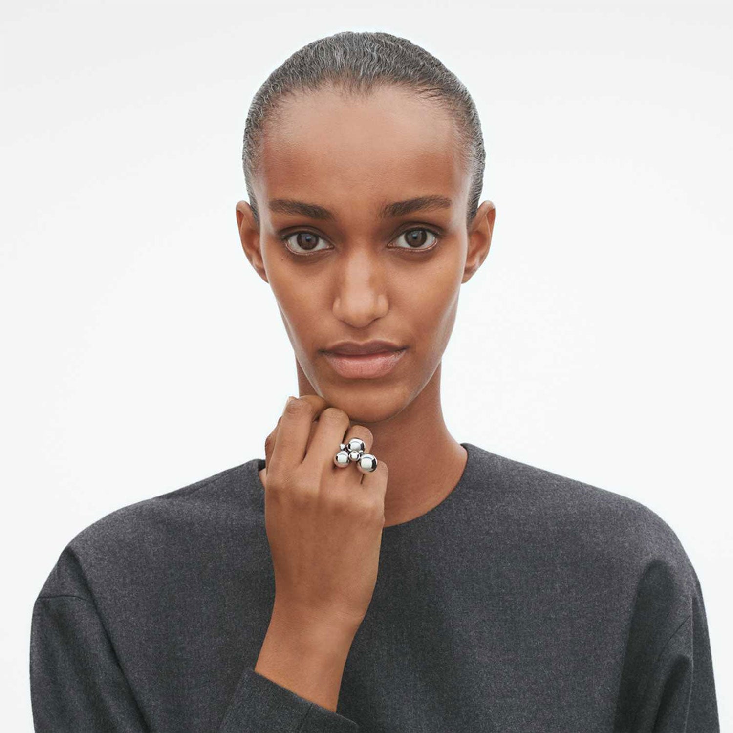 Georg Jensen Moonlight Grapes Oxidised Sterling Silver Ring - Berry's Jewellers