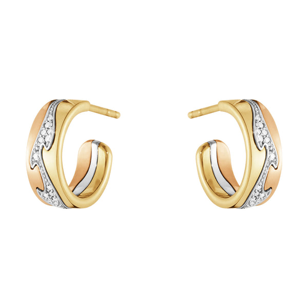 Georg Jensen Fusion 18ct Gold Diamond Set Hoop Earrings - Berry's Jewellers