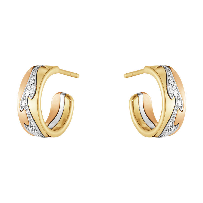 Georg Jensen Fusion 18ct Gold Diamond Set Hoop Earrings - Berry's Jewellers