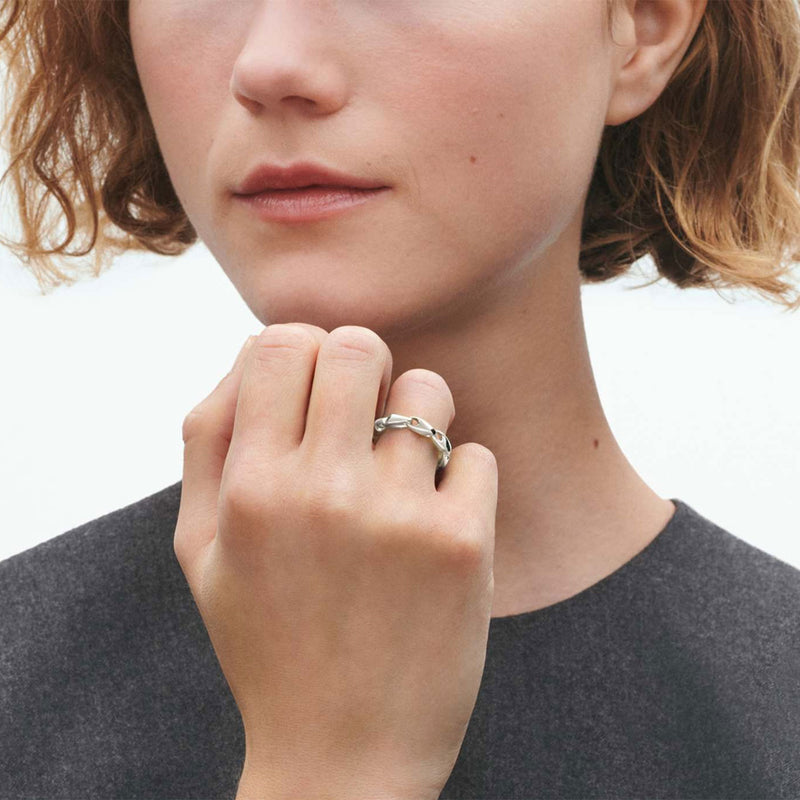 Georg Jensen Reflect Sterling Silver Chain Ring - Berry's Jewellers