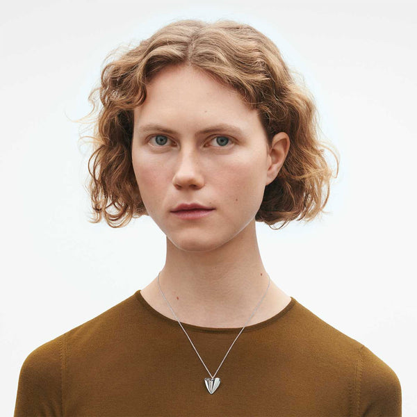 Silver Folded Heart Pendant