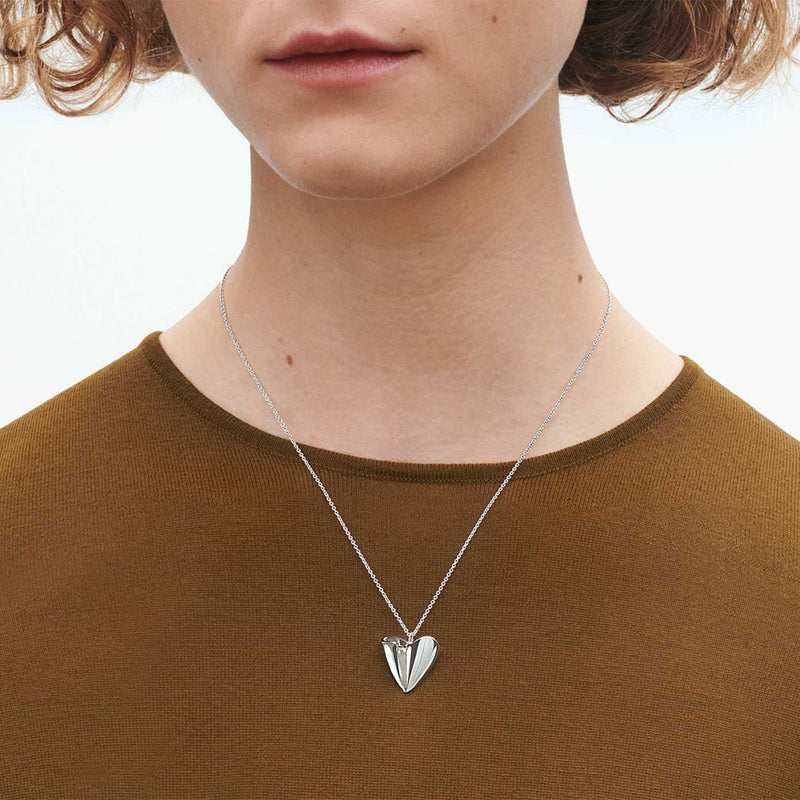 Silver Folded Heart Pendant