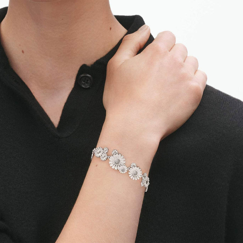 Daisy Layered White Enamel Bracelet