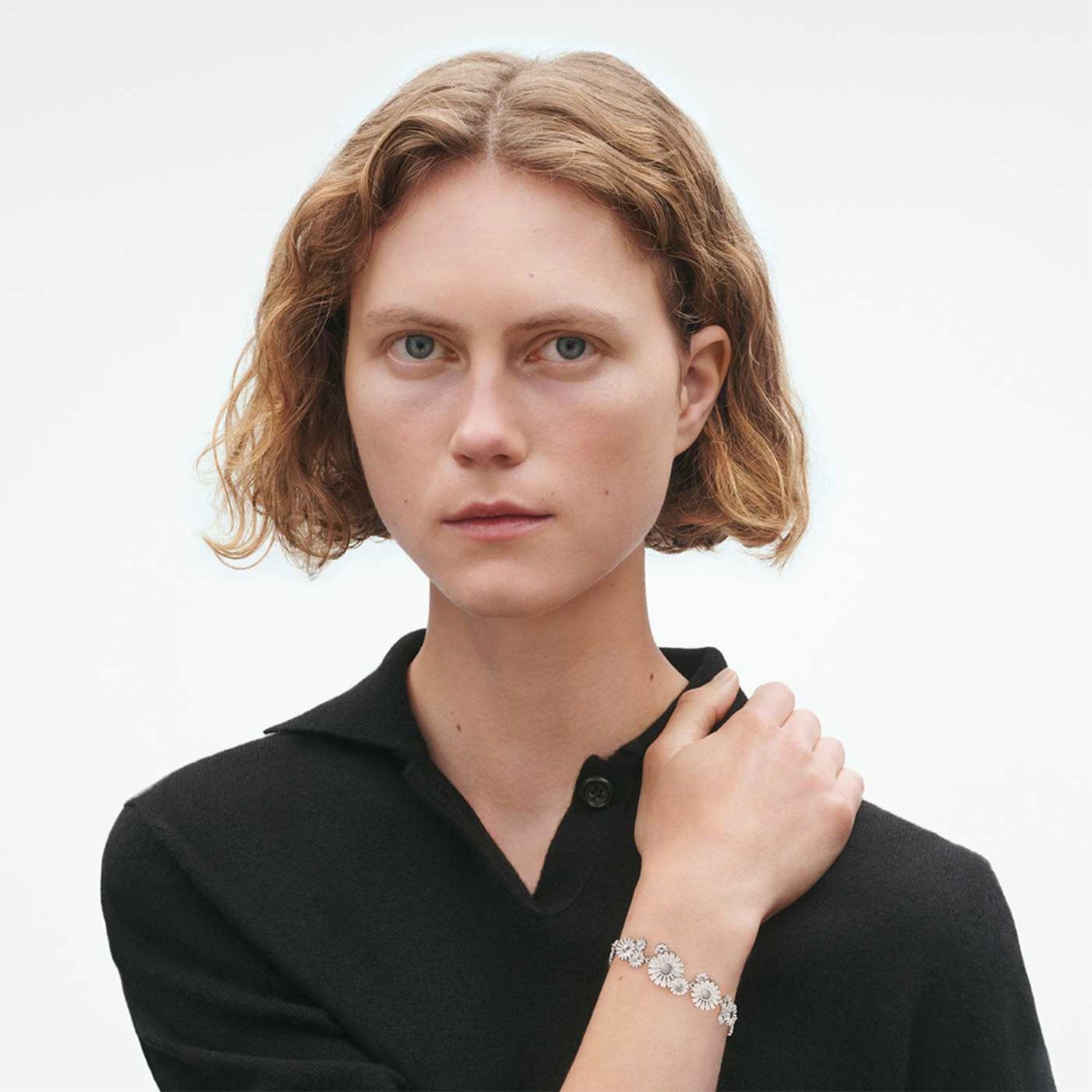 Daisy Layered White Enamel Bracelet