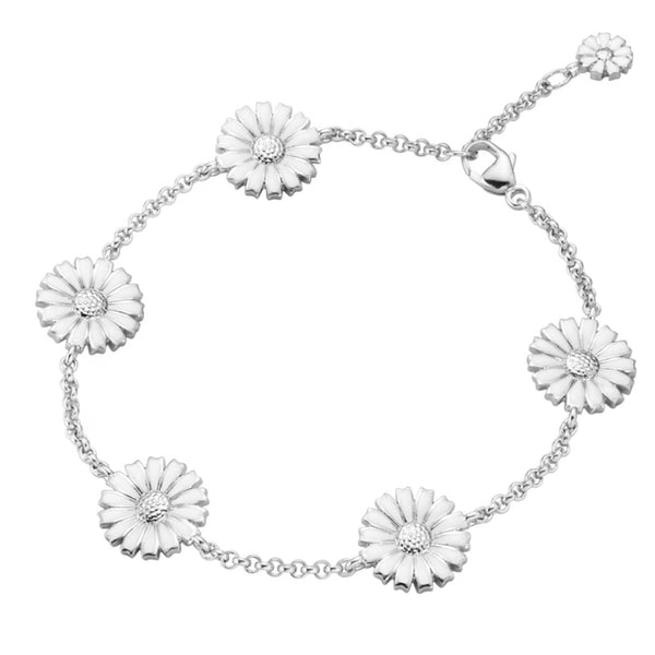 Georg Jensen Daisy Silver And White Enamel Bracelet - Berry's Jewellers
