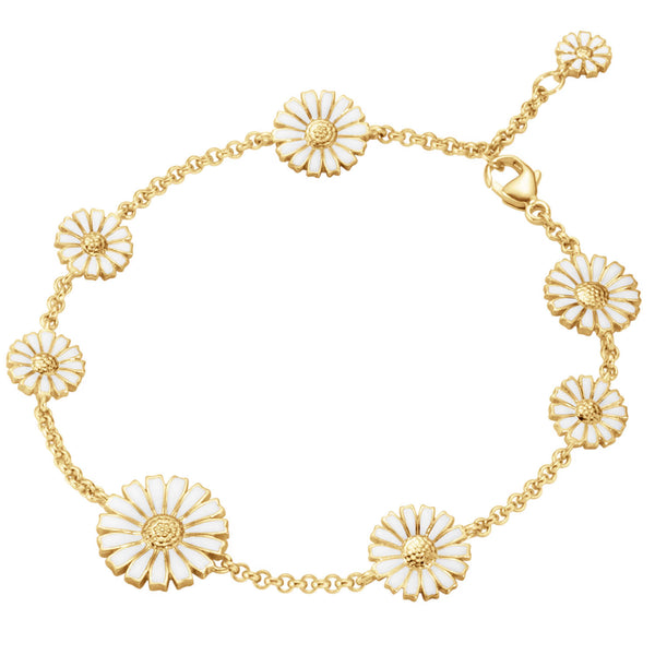 Georg Jensen Daisy 18ct Gold Plated Silver And White Enamel Bracelet - Berry's Jewellers