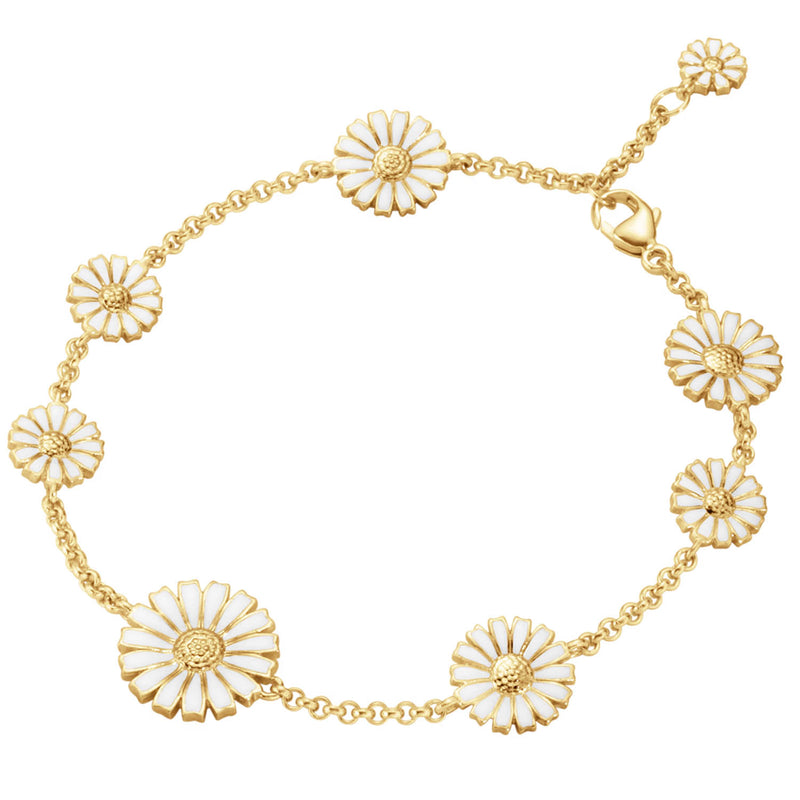 Georg Jensen Daisy 18ct Gold Plated Silver And White Enamel Bracelet - Berry's Jewellers