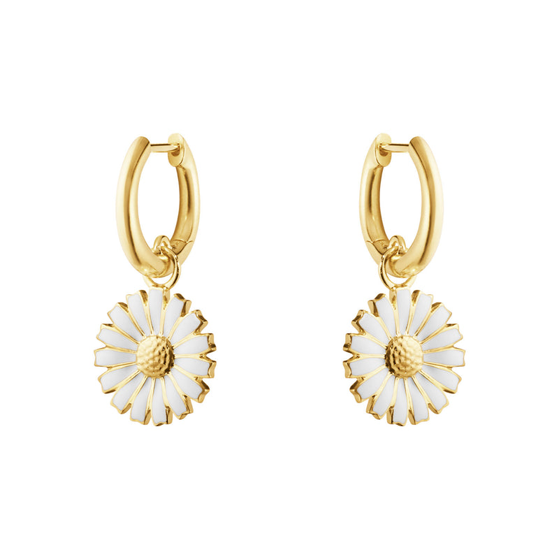 Daisy 18ct Yellow Gold Plated Hoop Drop Earrings