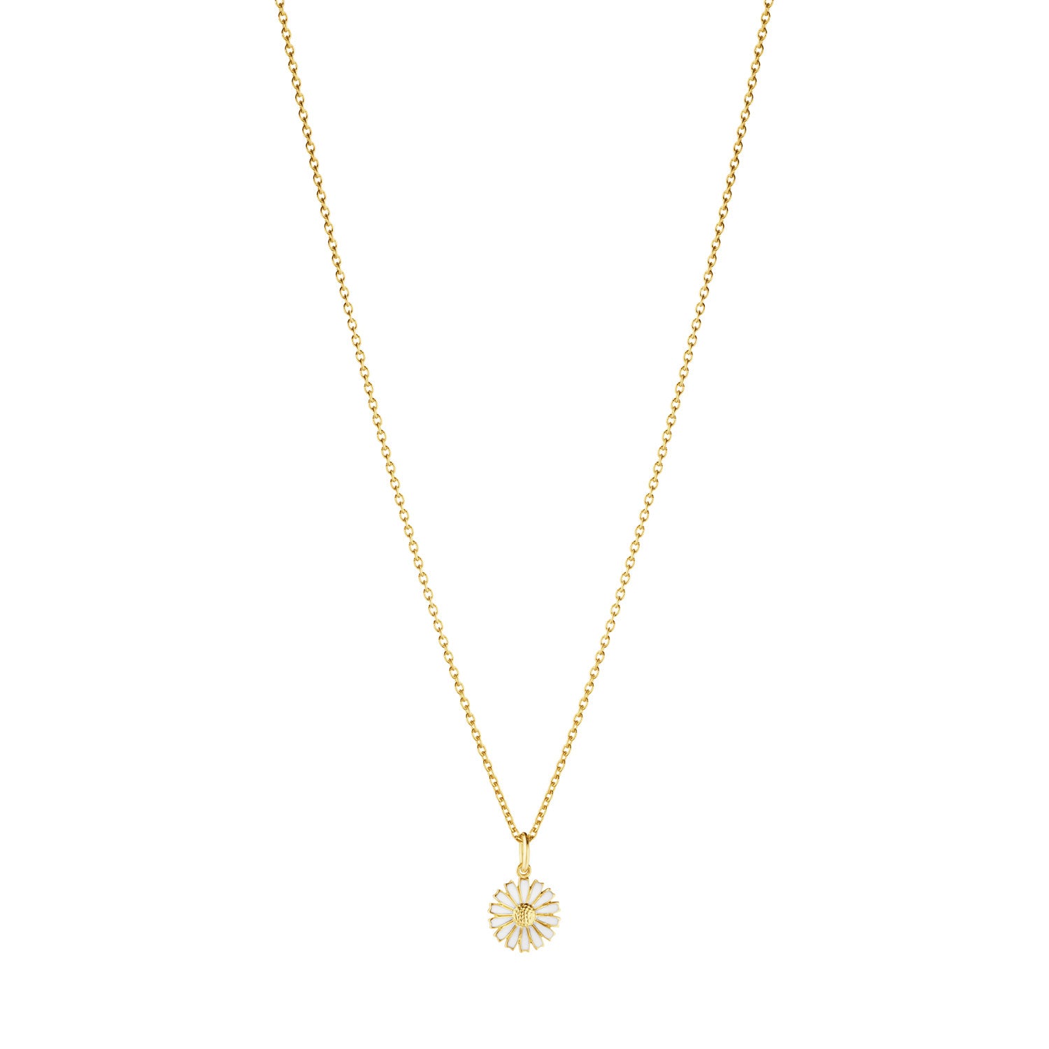 Georg Jensen Daisy 18ct Yellow Gold Plated Silver & White Enamel Pendant - Berry's Jewellers