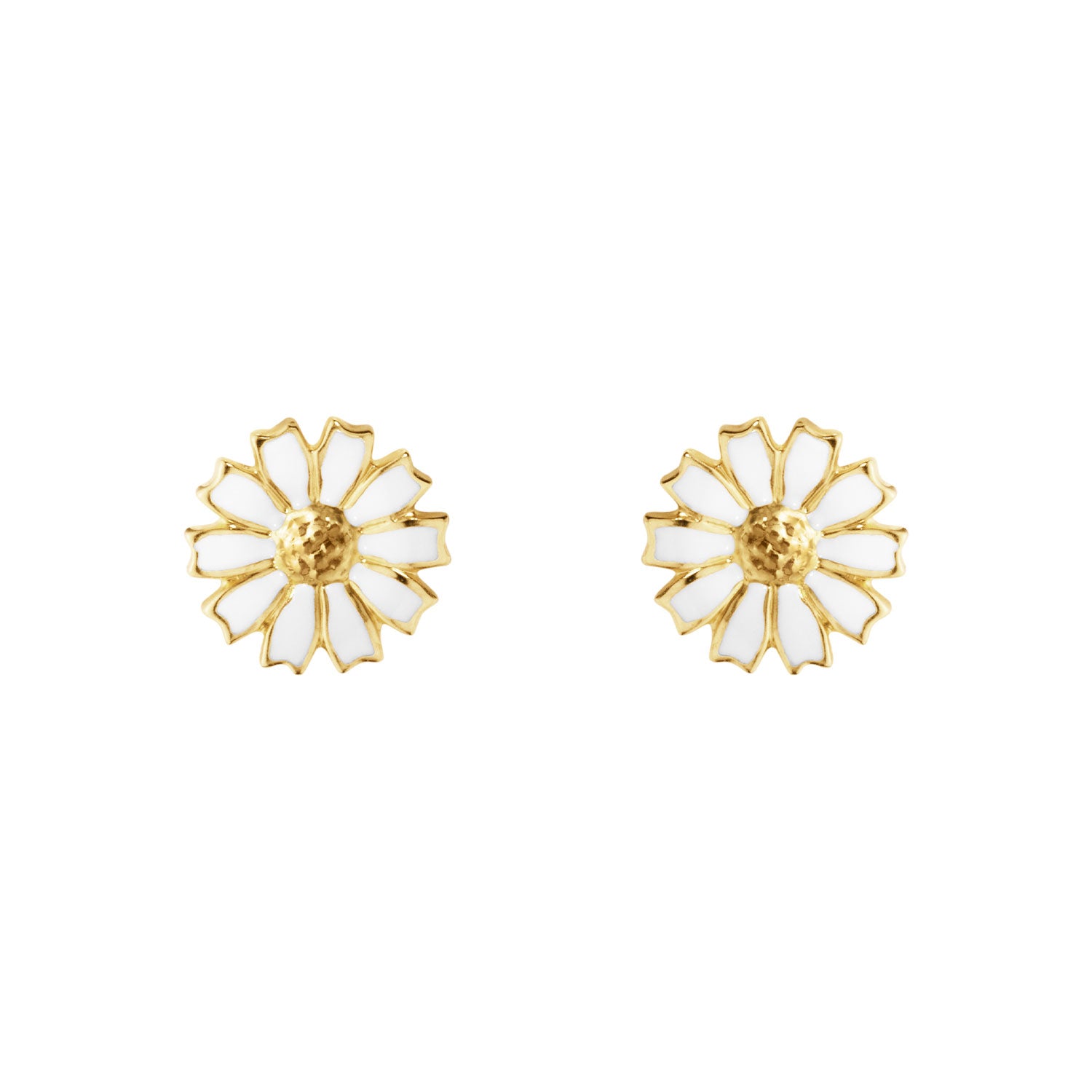 Georg Jensen Daisy 18ct Yellow Gold Plated Silver & White Enamel Stud Earrings - Berry's Jewellers