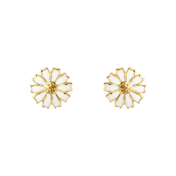 Georg Jensen Daisy 18ct Yellow Gold Plated Silver & White Enamel Stud Earrings - Berry's Jewellers