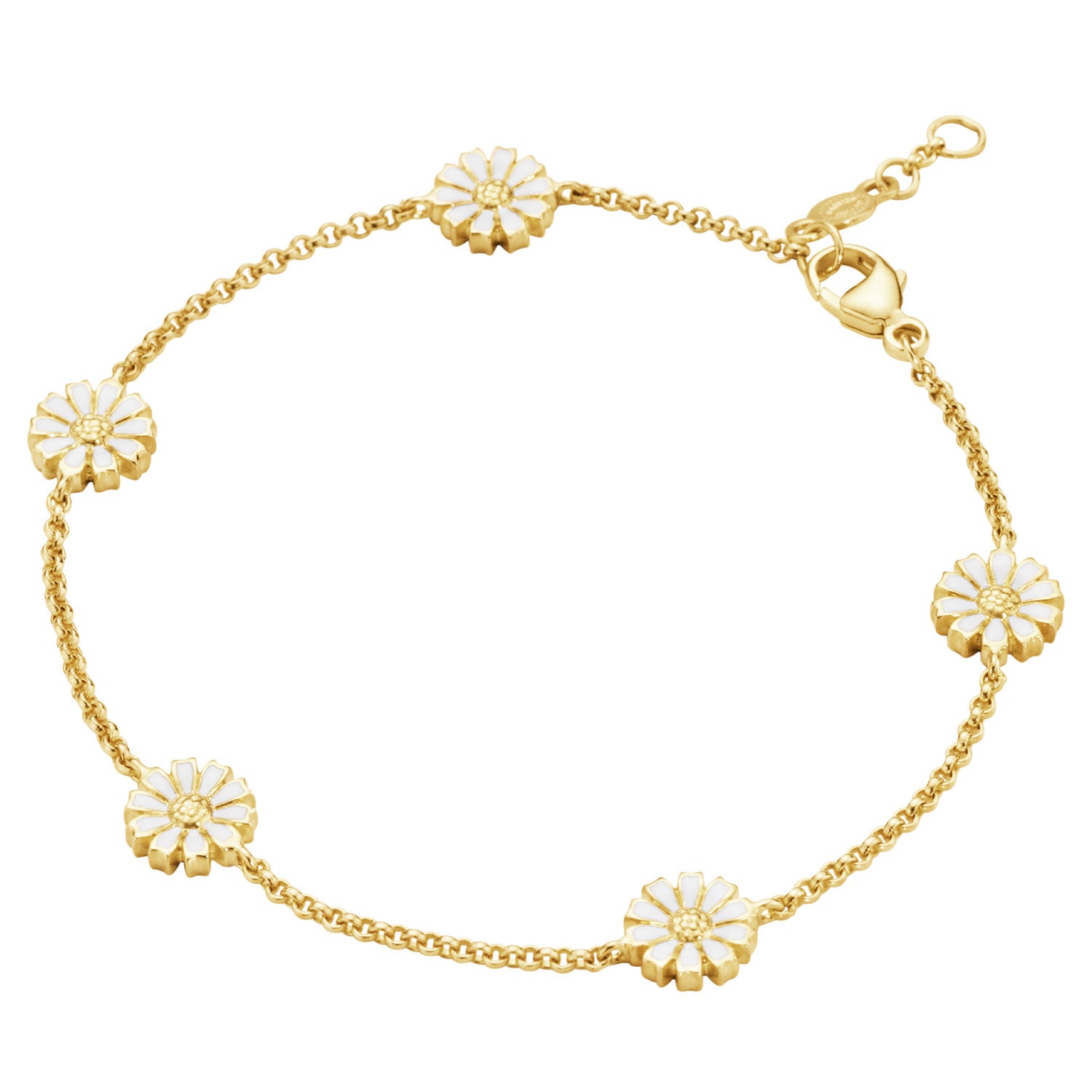 Georg Jensen Daisy 18ct Gold Plated Silver & White Enamel Bracelet - Berry's Jewellers