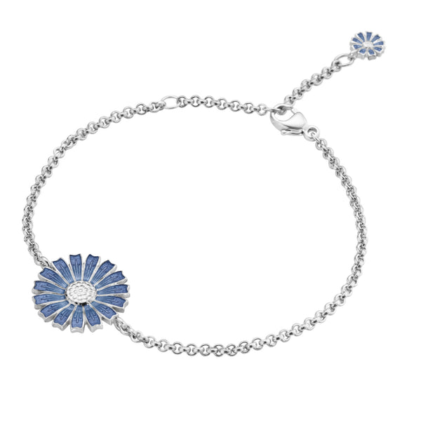 Georg Jensen Daisy Silver And Blue Enamel Bracelet - Berry's Jewellers