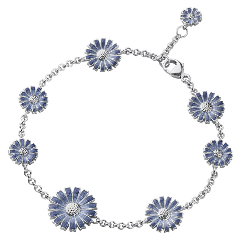 Georg Jensen Daisy Silver And Blue Enamel Bracelet - Berry's Jewellers