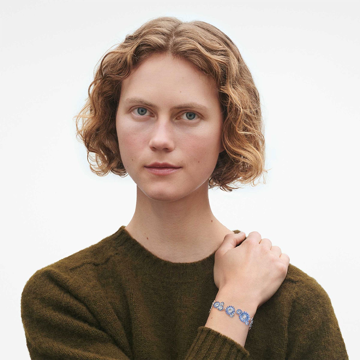 Daisy Layered Blue Enamel Bracelet